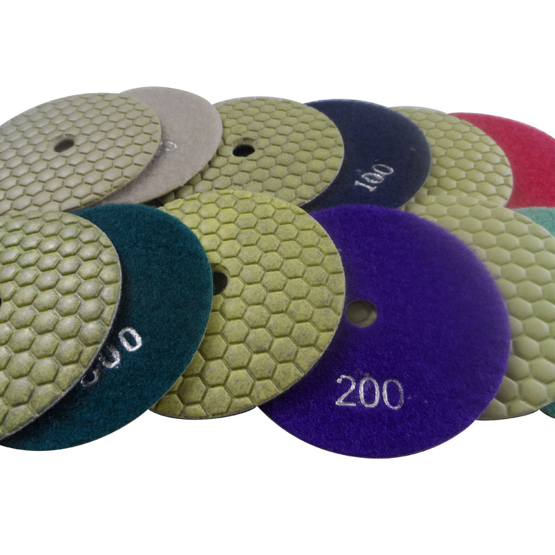 4 Inch 6-Step Dry Diamond Polishing Pads for Granite Stone Concrete Marble 6 Piece Set