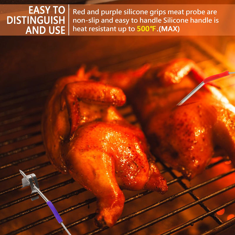 2-Pack Repalcement Meat Probe for Camp Chef Pellet Grill and Smoker, 3.5mm Plug Temperature Probe with Camp Chef Probe Clip Accessories
