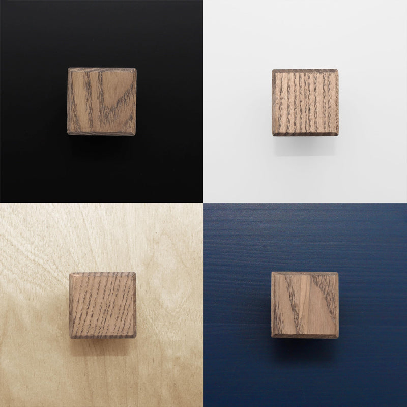 Ash Tree Wood Cabinet Knobs - 1x1 inches Diamond Shape - Wooden Drawer Pulls for Cabinets Doors, Dresser and Drawers Knob, Kitchen Cabinet Door Handle, Cabinet Hardware (Set of 12) set of 12