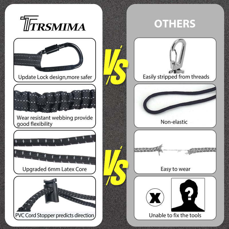 TRSMIMA Safety Tether Tool Lanyard - 5 Pack Stretch Strap Safety Fall Protection Tools Leash with Screw Lock Carabiner Clip Mountaineering Safety Compliance for Scaffold Erectors 5-pack