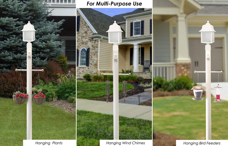 Solus SCA-335WH 15" Aluminum Cross Arm Ladder Rest for Outdoor Lamp Posts and Poles, Easy to Mount, Maintenance Free and Weather Resistant, White Bar with Gold Caps Single Pack
