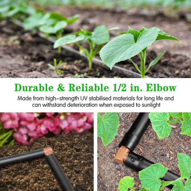 Drip Irrigation Barbed Elbow：20 Pack Drip Irrigation Elbow Parts Fits for 1/2 Inch Drip Irrigation Tubing 17mm 0.600" ID Elbow Connectors for Patio Lawn Garden 20 Pack Elbow