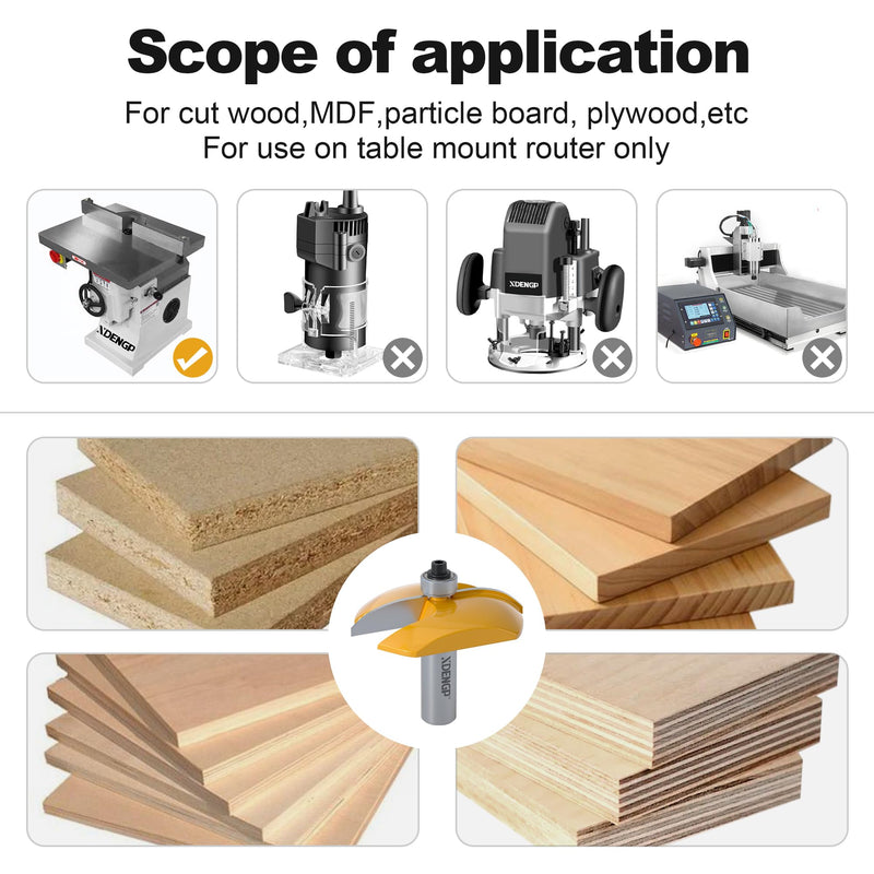 Cove Raised Panel Router Bits 1/2 Shank for Cove-Cut, 2-1/2-Inch Diameter, Shaker Raised Cabinet Door Making Frame Panel Design Router bits for use with Rail and Stile Moulding Router bit Cove - 2-1/2" Diameter - 1/2" Shank Raised Panel Router Bit
