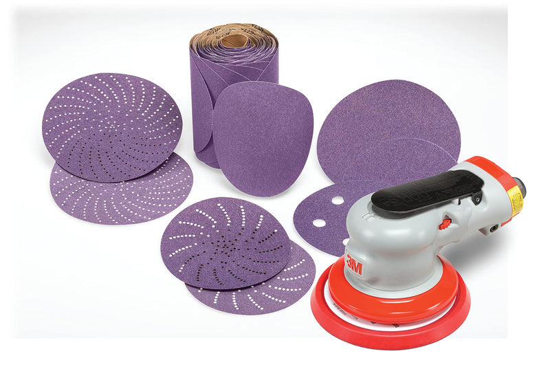 3M Hookit Paper Disc 732U, 5 in x NH 150+ C-Weight, Paper, Backing, Precision Shaped Ceramic Grain, 5", Purple (Pack of 50)