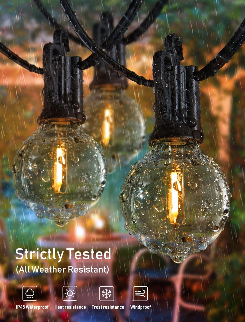 Brightown Outdoor String Lights - Connectable Dimmable LED Patio String Lights with G40 Globe Plastic Bulbs, All Weatherproof Hanging Lights for Outside Backyard Porch (50 ft - 25 LED Bulbs) Black 50 ft - 25 LED Bulbs