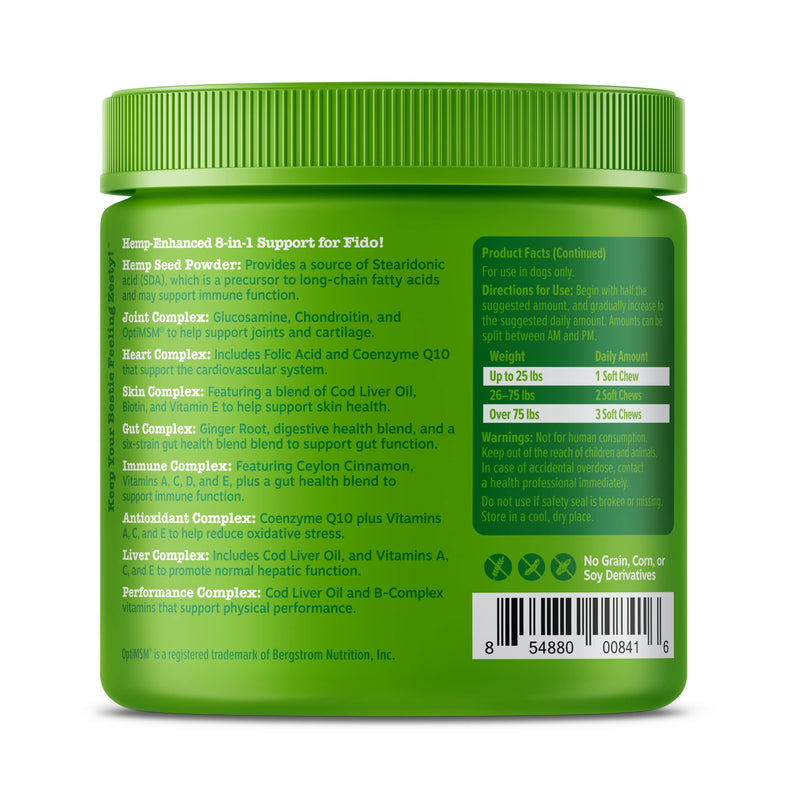 Zesty Paws 8-in-1 Bites for Dogs + Hemp Seed, 90 Count (Packaging May Vary) Chicken - Hemp 90 Count (Pack of 1)