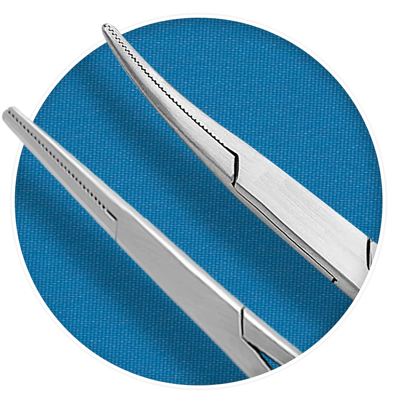 10-Pack Mosquito Hemostat Locking Forceps, 5 Curved & 5 Straight, Stainless Steel, 5-Inch Curved & Straight - NewNest Australia