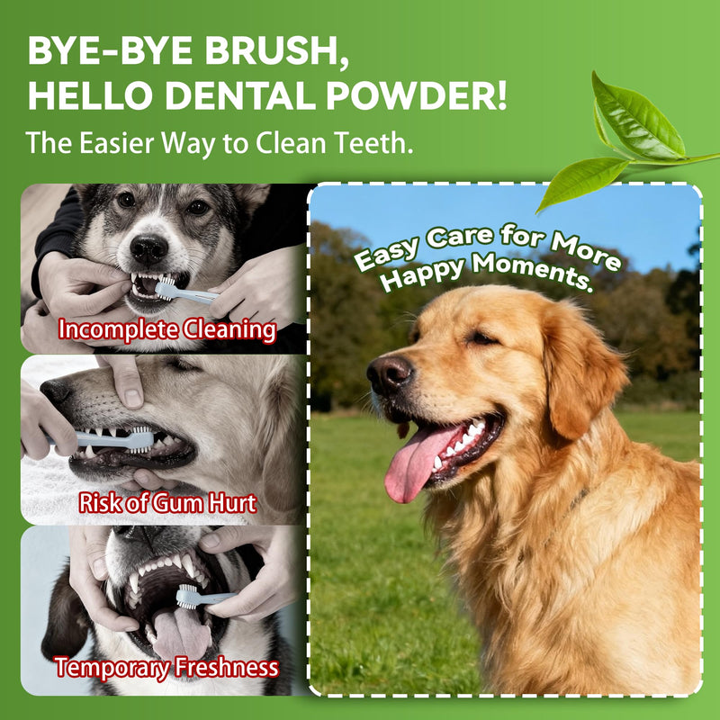 Dog Dental Powder for Plaque and Tartar Support - No Brushing Teeth Cleaning Powder with Probiotics & Natural Kelp | Fresh Breath Dog Oral Care for All Breeds | 1.76oz (50g) 1.76 oz