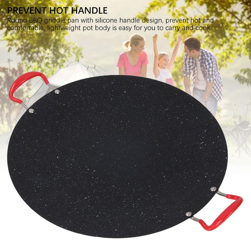Non Stick Korean Grill Pan, Round BBQ Griddle Pan with Silicone Handle Design, High Temperature, Suitable for Camping, Outdoor Barbecue (Small 70 X 55 X 45cm / 27.6 X 12.6" x 12.2" x 3.1"