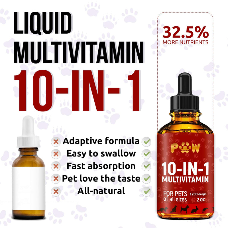 10 In 1 Cat & Dog Multivitamin - Hip & Joint Vitamins For Dogs + Vitamins C, D, B1-12 - Cranberry Supplement For Dogs & Cat Vitamins - Bladder, Kidney, Skin, Joint Support - Glucosamine Dog Supplement - PawsPlanet Australia
