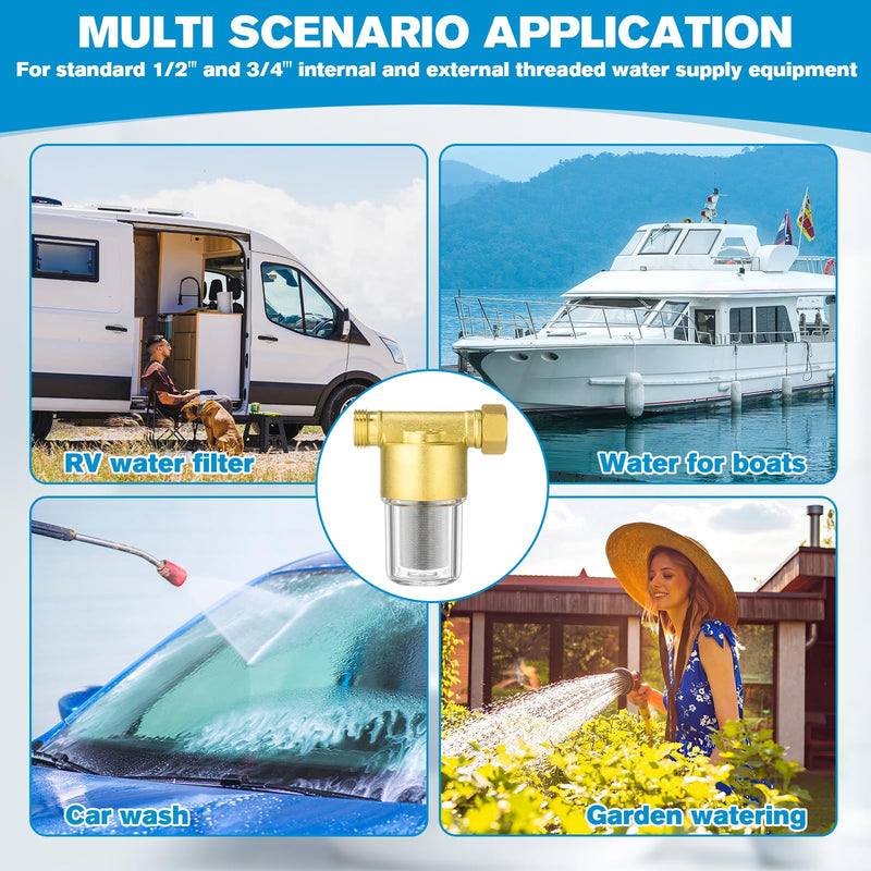 Gerrii 1 Pack Brass Washing Machine Water Filter Reusable, Gold