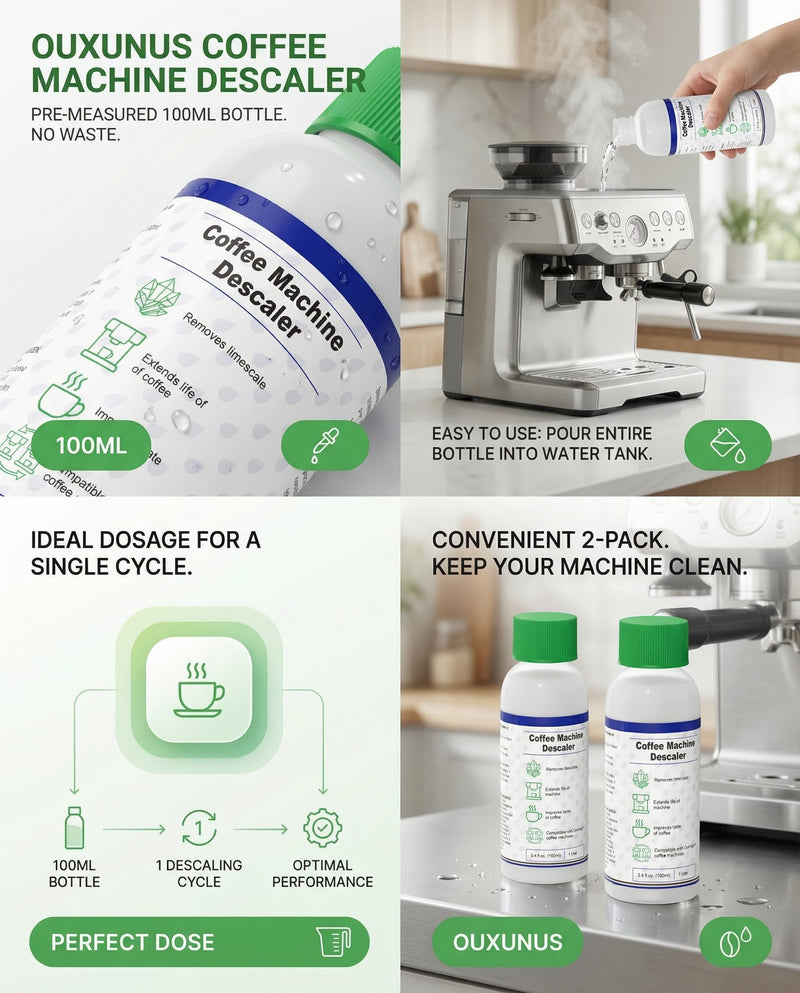 Descaling Kit Compatible with Delonghi Coffee Machines: 2 Full Maintenance Cycles | 2 Compatible with De'Longhi water Filters + 2x100ml Descaling Solution Replace Every 3 Months （6-Month）