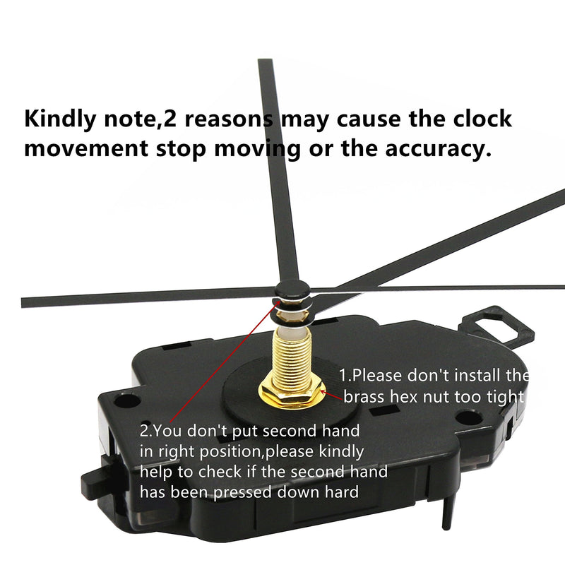 Youngtown 12888 Pendulum Type Movement Step Clock Accessory Quartz DIY Movement Kits,1/2 Inch Maximum Dial Thickness, 9/10 Inch Total Shaft Length.