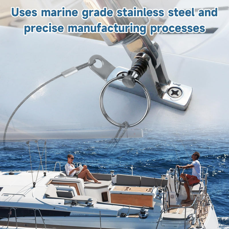 SANLIKE 1/4" 316 Stainless Quick Release Pins 8 Pack Marine Lanyards | 8pcs anti-rust 316 stainless pins, spring lock, lanyards, fit yacht speedboat deck hinge parts