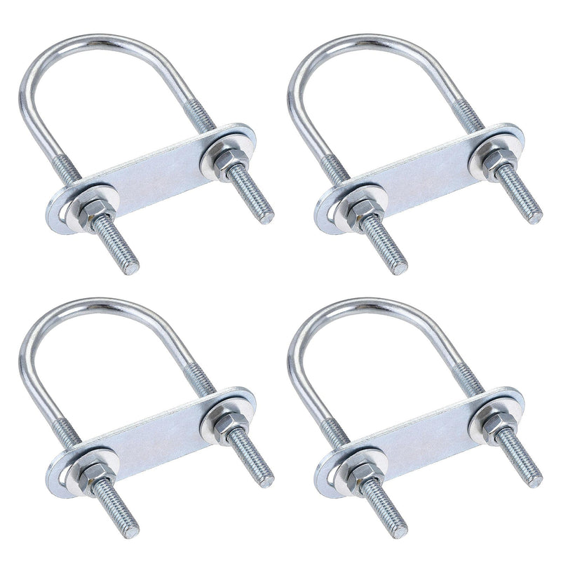 uxcell Round U-Bolts 4 Sets 1.57"(40mm) Inner Width 90mm Length Steel M6 with Nut, Plate, Washer M6x40mmx90mm