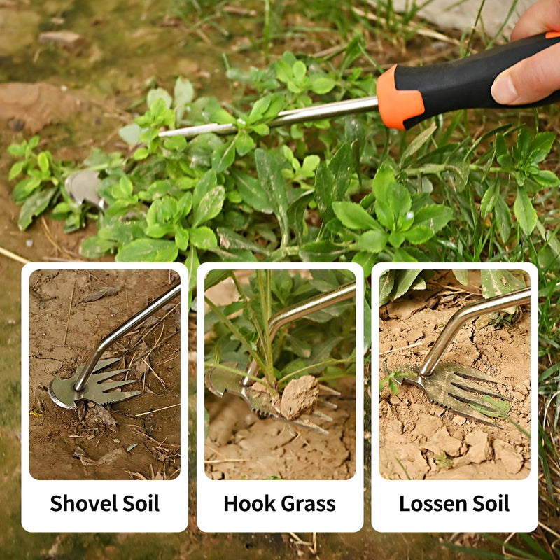 2025 Hand Weeder Tool, Rubber Handle Manual Weeder Puller Tool, Uprooting Weeding Tools, Crack Weeder Crevice, 4 Teeth Weeding Tool, Weeding Artifact Tool for Gardening(3 Pcs) All-purpose(3 Pcs)