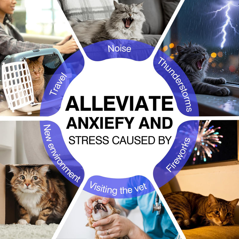 Calming Collar for Cats 8 PK Cat Stress and Anxiety Relief Pheromone Collar for Cats Anti Aggression for Cats Cat Meowing Stopper Cat Calming Collars for 30 Days Adjustable Waterproof Rapid Effect Grey