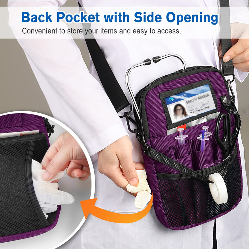 Nurse Fanny Pack with Tape Holder, SITHON Multi Compartment Medical Gear Pocket Belt Bag Nursing Organizer Pouch | Utility Waist Pack for Stethoscopes, Bandage Scissors Other Medical Supplies, Purple