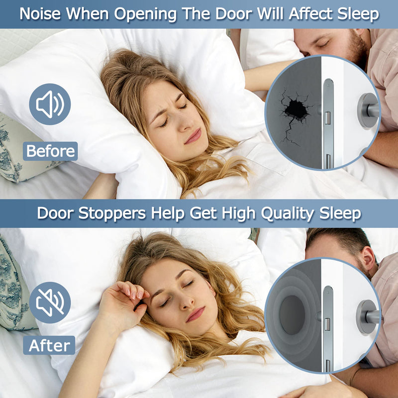 XoYoZo Door Stoppers Wall Protector Buffer Guard Doorknob Door Handle Bumper Self Adhesive Silencer Soft Rubber Crash Pad for Home Office Round-Black