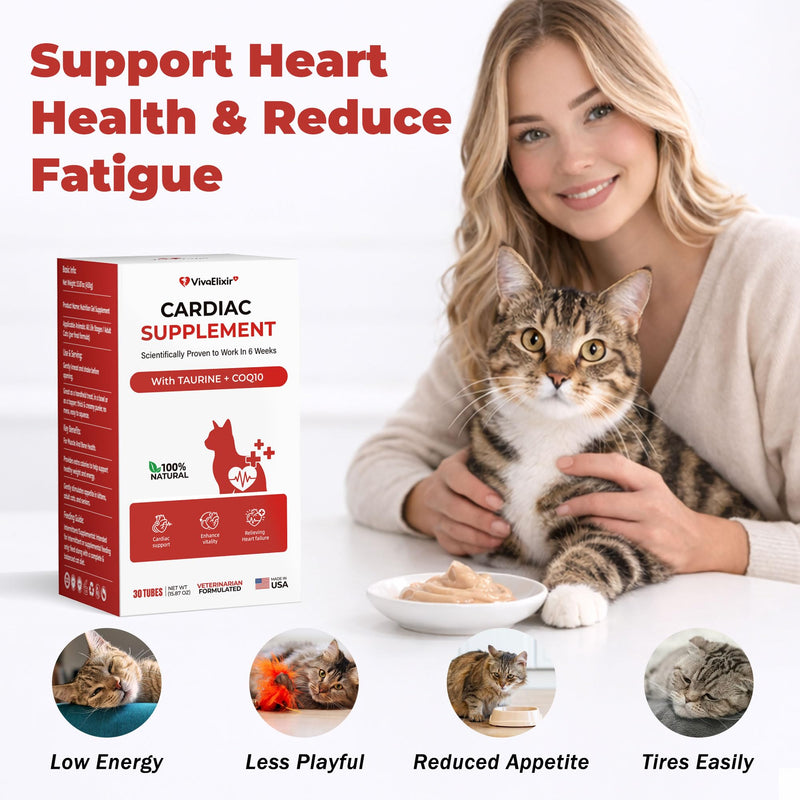 Taurine Supplement for Cats, Taurine Paste for Cats, Supports Heart & Eye Health, Boosts Energy & Vitality, Helps Maintain Healthy Cardiac Function, for Kittens & Adult Cats，30 Likable Gel Tubes