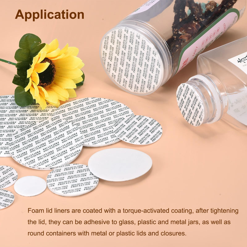 38mm/1.5" Foam Lid Liner, 100 Pack Pressure Seal Cap Liners Round Jar Seals - Resistant Tamper Sensitive for Bottle Cap Liners Sealer, White 38mm/1.5"