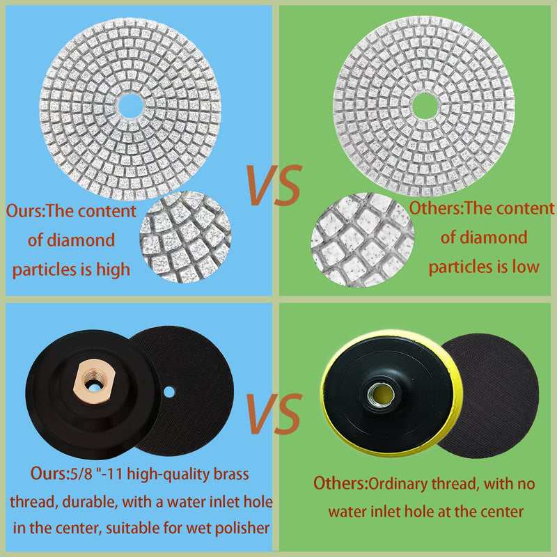 4 Inch Diamond Polishing Pads Marble polishing kit 50-3000 Wet/Dry Set 12 Pieces for Drill Grinder Polisher for Concrete Marble Quartz Stone Countertop Granite polishing refurbishment