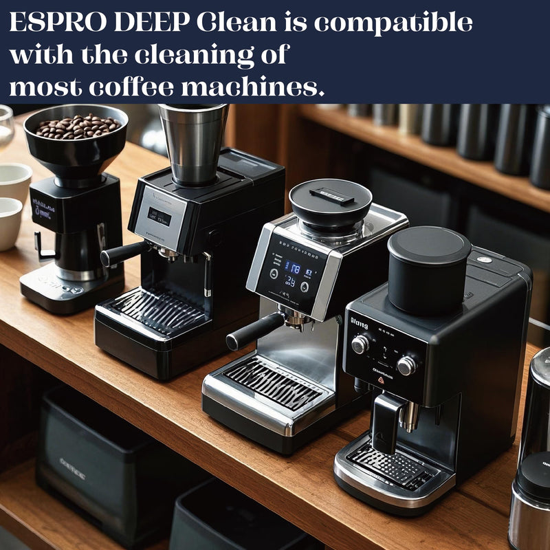 ESPRO Deep Clean Coffee Maker Cleaner & Descaler Powder for Espresso Machines, French Press & Coffee Pots – Coffee Descaler and Cleaner Removes Oils, & Milk Residue 4.4 oz