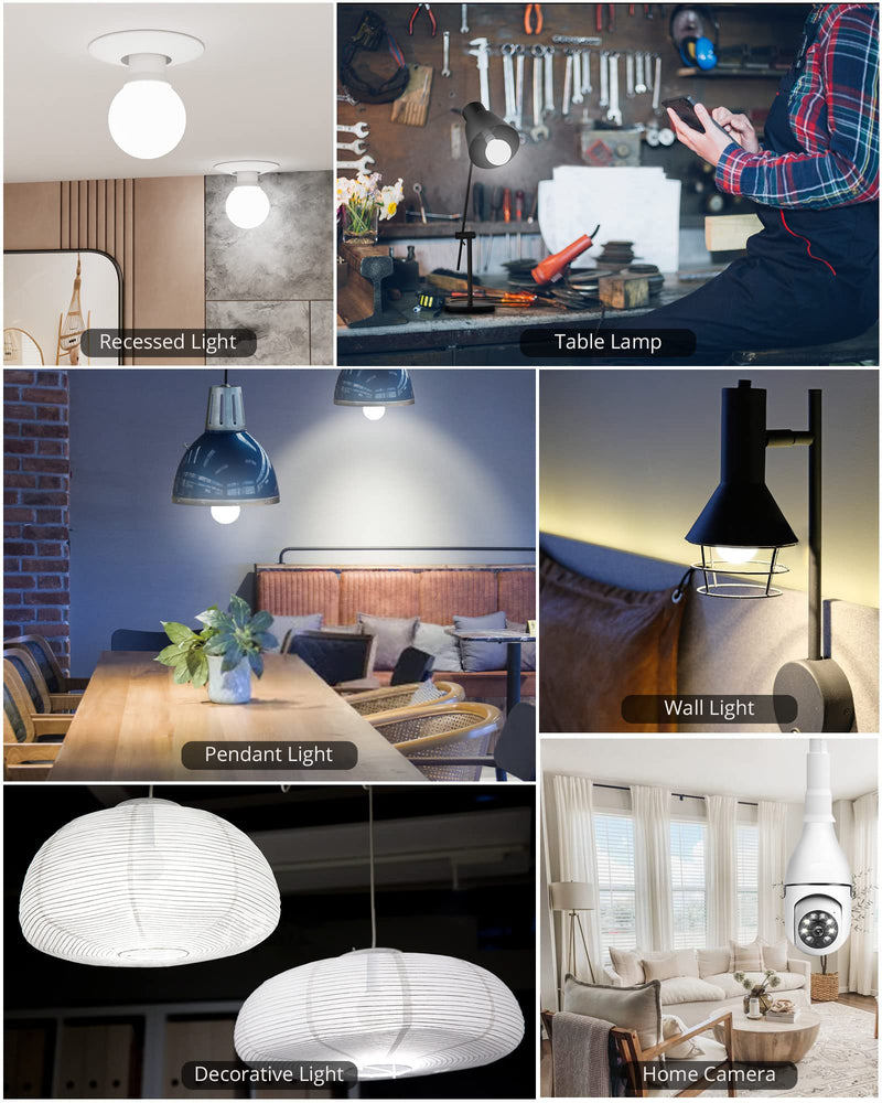 JACKYLED E26 Light Socket Extender 4-Level Extendable, 3.1-4.3in/8-11cm Extension E26/E27 Bulb Adapter Socket Converter, Light Bulb Extension, Lamp Bulb Adapter for Living Room, Kitchen, 2-Pack