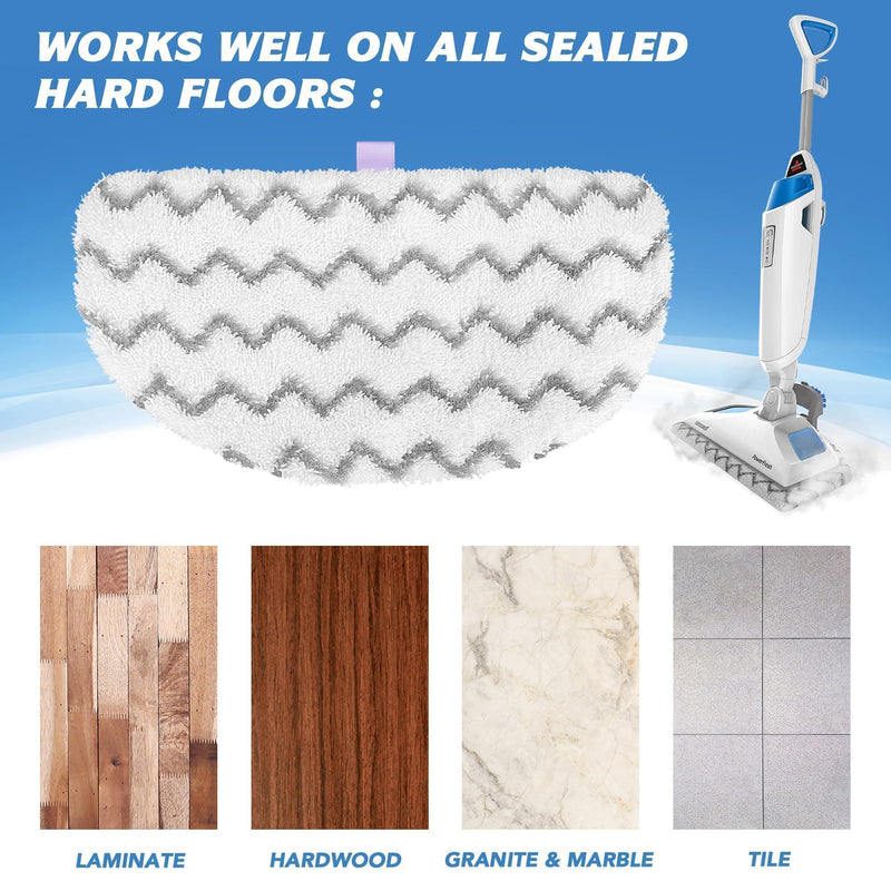 Tidy Monster Steam Mop Replacement Pads Compatible with Bissell Powerfresh Steam Mop 1940 1806 1544 1440 2075A 2685A Series, Part # 5938 & 203-2633, 1606668 & 1606669 (4-White) 4 Pack Scrub Plush