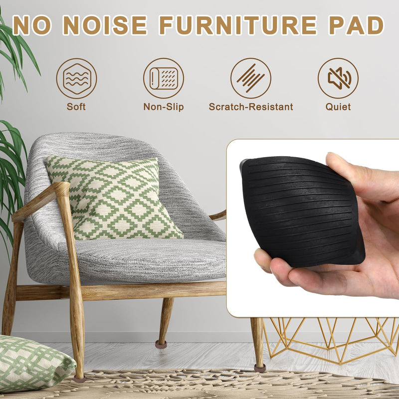 PATIKIL 2.5 Inch Rubber Furniture Pads, 12 Pack Non-Slip Furniture Coasters Square Anti Skid Caster Cups Furniture Feet Cup Floor Protectors for Bed Couch Stoppers, Black 2.5"