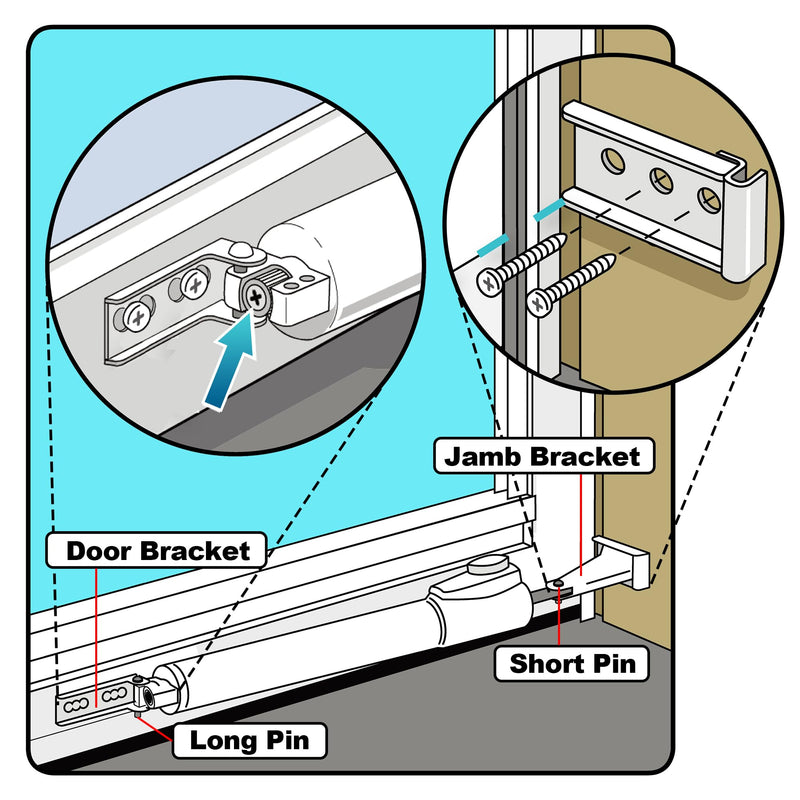 Dreyoo Storm Door Closer Kit Compatible with Andersen/Emco/Larson/40201/Pella, Screen Door Closer Replacement Parts with Brackets, Mounting Screws and Pins (Beige) Beige