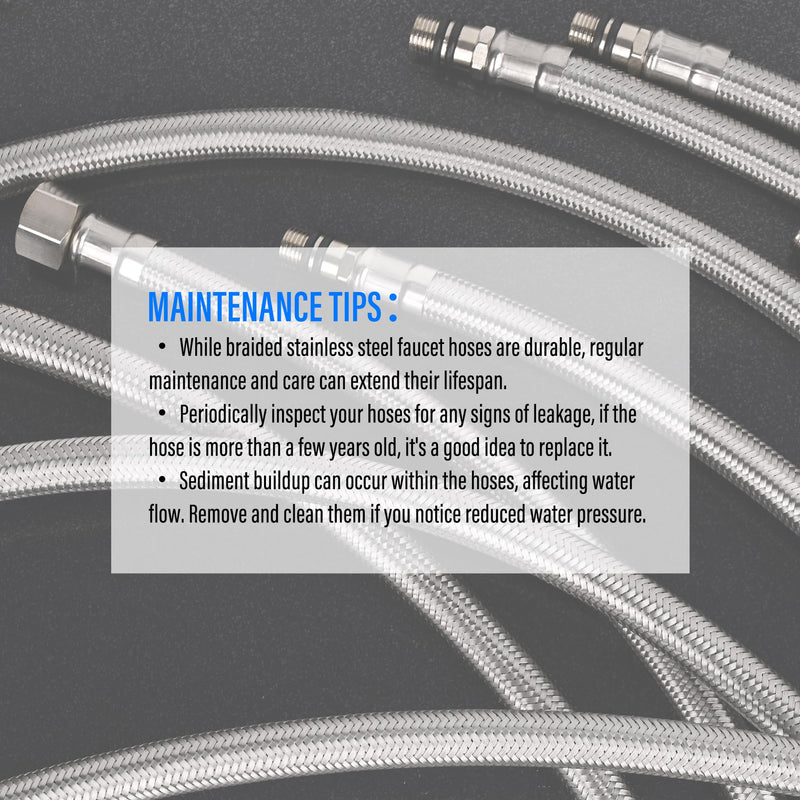 4 Pcs Bathroom Faucet Hose Connector Braided Supply Hose 3/8-Inch Female Compression x M10 Male Connector 304 Stainless Steel Kitchen Sink Faucet Connection (12 inch) 12 Inch