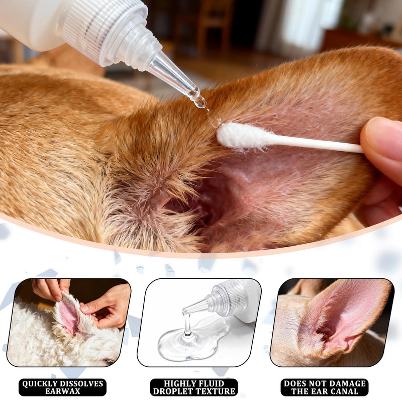 Dog Ear Cleaner Solution & Medicated Ear Drops for Dogs - Ear Infection Treatment for Itchy, Smelly Ears, Wax Buildup and Healthy Cleaning Maintenance (2 fl oz) 2 fl oz