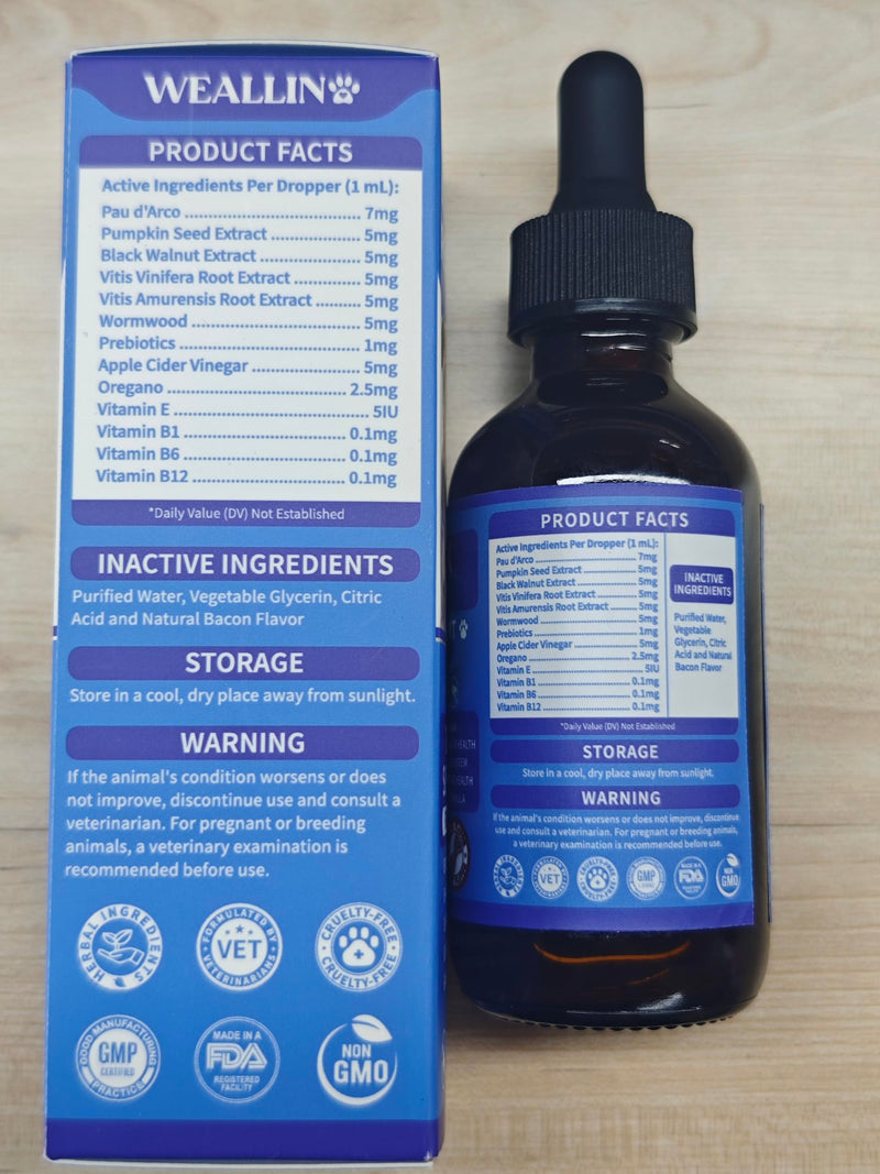 WEALLIN Flea and Tick Prevention Support for Cats and Dogs + Dog Cough Treatment Support for Dogs Pets Oral Natural Supplement Pet Care Support Drops for All Breeds and Ages