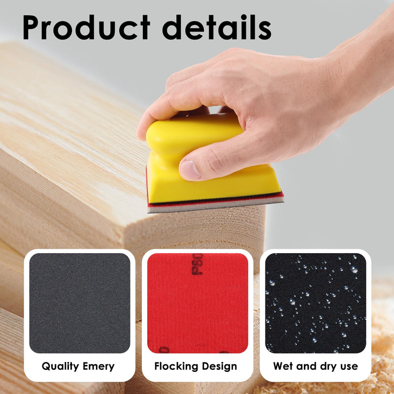 48Pcs Sanding Sponge Kit with Handle,Wet Dry 180-3000 Grit Wood Auto 48