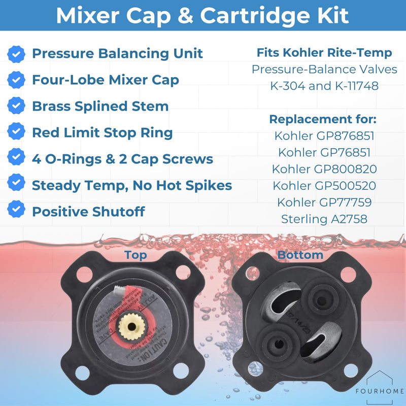 Replacement for Kohler GP876851 Mixer Cap and Pressure Balance Shower Kit