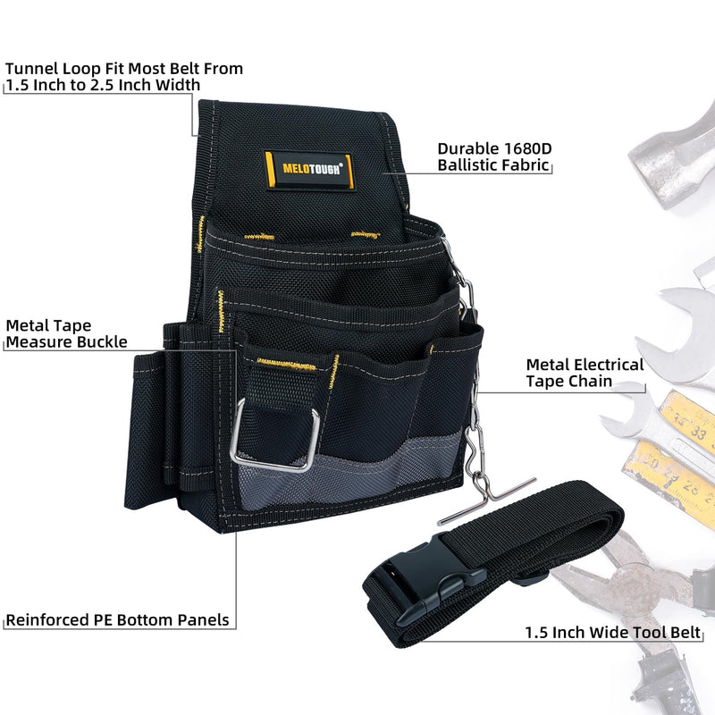 MELOTOUGH Electrician Tool Pouch Tool Belt Pouches Multiple Pockets Tool Organizer for Technician, Maintenance, HVAC Small Electrician Pouch Grey - NewNest Australia