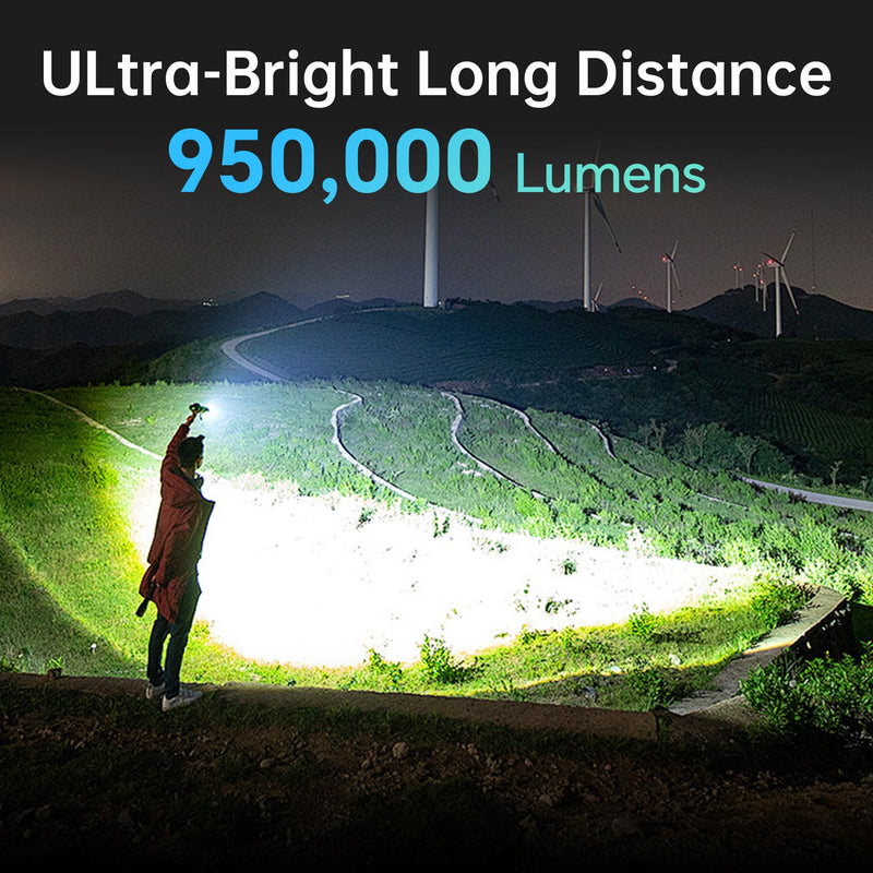 Rechargeable Flashlights High Lumens, 950,000LM Super Bright Flash Light, 5 Modes Zoomable Linternas with LCD Digital Display, Powerful Handheld LED Flashlights for Emergencies Camping Black