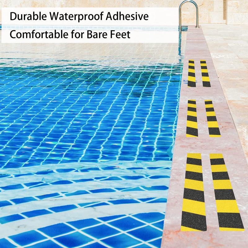 Anti Slip Tape with Roller, 3” x 35Ft, Non Slip Safety Grip Tape for Stair Step Outdoor/Indoor, Waterproof Non Skid Tape for Bathtub, Boat, Pool, Comfortable for Bare Feet, Caution Yellow/Black 3" x 35' + Roller Yellow and Black 1