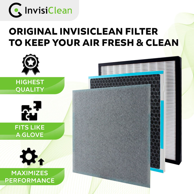 InvisiClean True HEPA/Activated Carbon Replacement Filter - Genuine Filter for InvisiClean Aura IC-5018 and Sensa IC-5120 Air Purifiers 11.3" x 11.8" x 1"