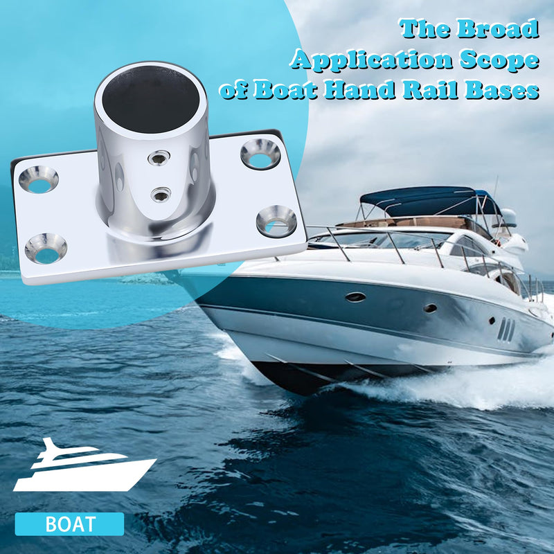 Boat Hand Rail Bases 316 Stainless Steel 90° Rectangular – Marine-Grade Fittings for 7/8" & 1" Tubes – Heavy Duty, with Installation Hardware 1 Inch Square*2 pack