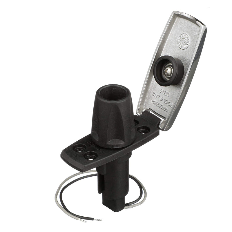 Attwood 910V2SS-7 LightArmor™ 910V Series Rectangle Plug-in Light Base — for All-Around Pole Light, 2-Pin, Black Stainless Cover One size