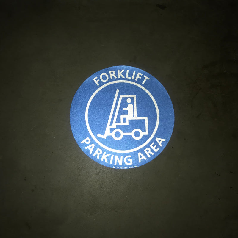 TRADESAFE Forklift Parking Area Anti-Slip Floor Sticker - Forklift Decal Floor Sign, Peel and Stick Adhesive Vinyl Sign, ANSI-Compliant, 17” Diameter Round Sticker