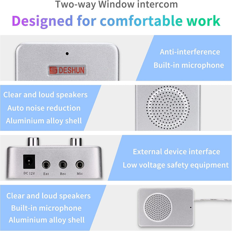 Window Speaker Intercom System,Wired Dual-Way Window Counter Intercom, High Power Speaker for Store,Business,Catering.