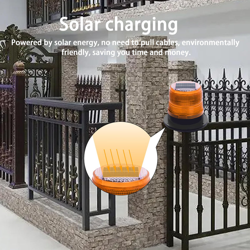 Solar Strobe Warning Light,Traffic Light Solar Powered Magnetic Light Waterproof Strong Magnetic Base, LED Flash Light Warning Light for Construction,Traffic,Factory,Safety Sign (Yellow) Yellow