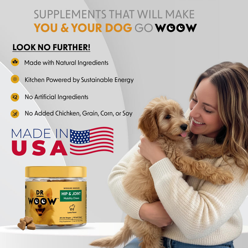 Hip & Joint Supplements for Dogs Soft Chews (90 CT) – Mobility Support + Joint Comfort & Flexibility – Glucosamine + MSM – Made in USA Hip and Joint Support