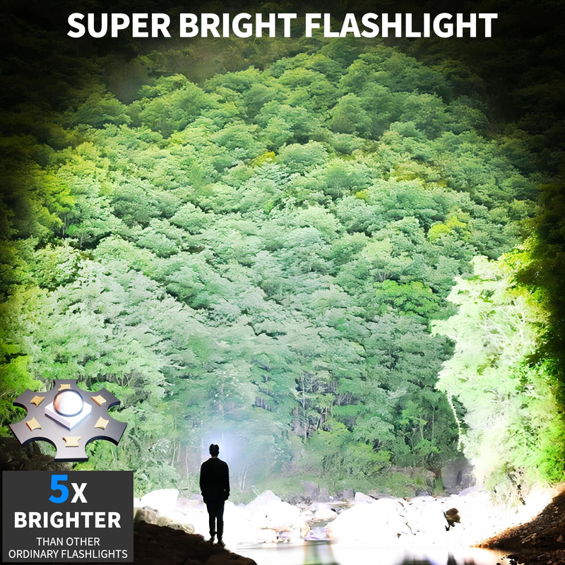 Rechargeable LED Flashlights High Lumens, 99,000 Lumen Super Bright Flashlight with 7 Modes & Waterproof, Powerful USB Rechargeable Handheld Flash Light for Camping Home Black