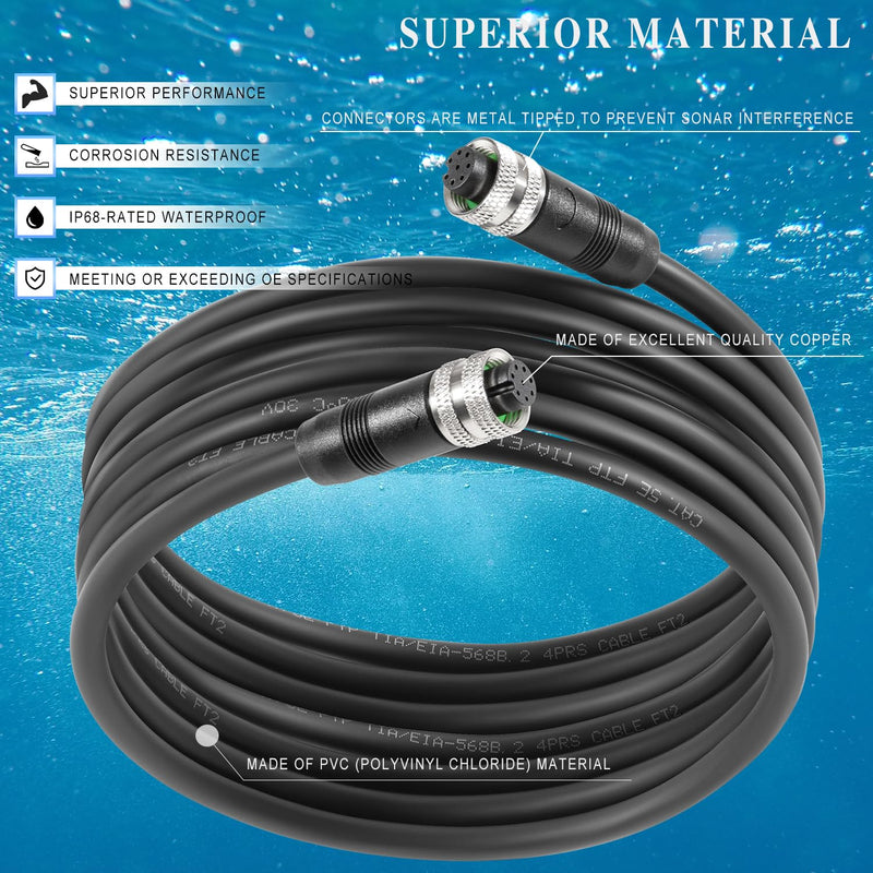 720073-5 Replacement for Humminbird 720073-5 Boat Ethernet Cable 15-Foot, Compatible with All Helix 15, Helix 12, Helix 10, Helix 9, Helix 8, Helix 7, All Apex Solix Onix Models, Black