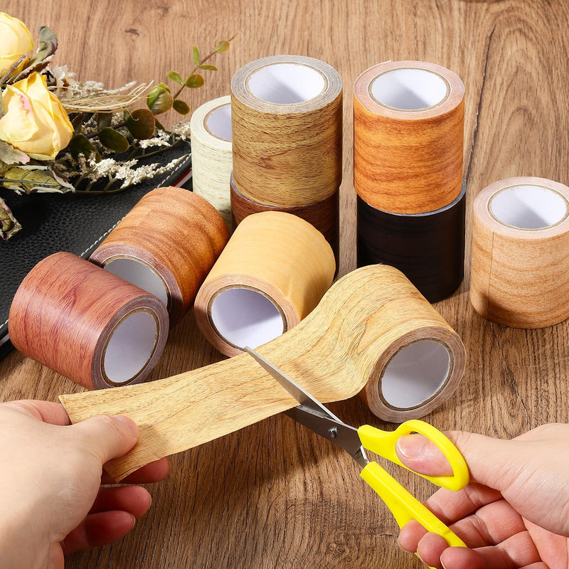 PATIKIL Wood Grain Repair Tape 8" X30', Self Adhesive Realistic Textured Repair Tape Patch with Scraper for Floor Door Table Cabinets Desk, Red Oak