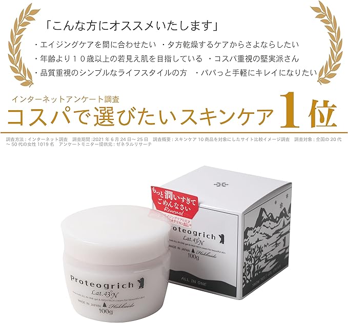 Proteo Glitch Snow Melting Fluffy Gel Cream S, 3.5 oz (100 g), All-in-One, Highly Moisturizing, Unisex - NewNest Australia